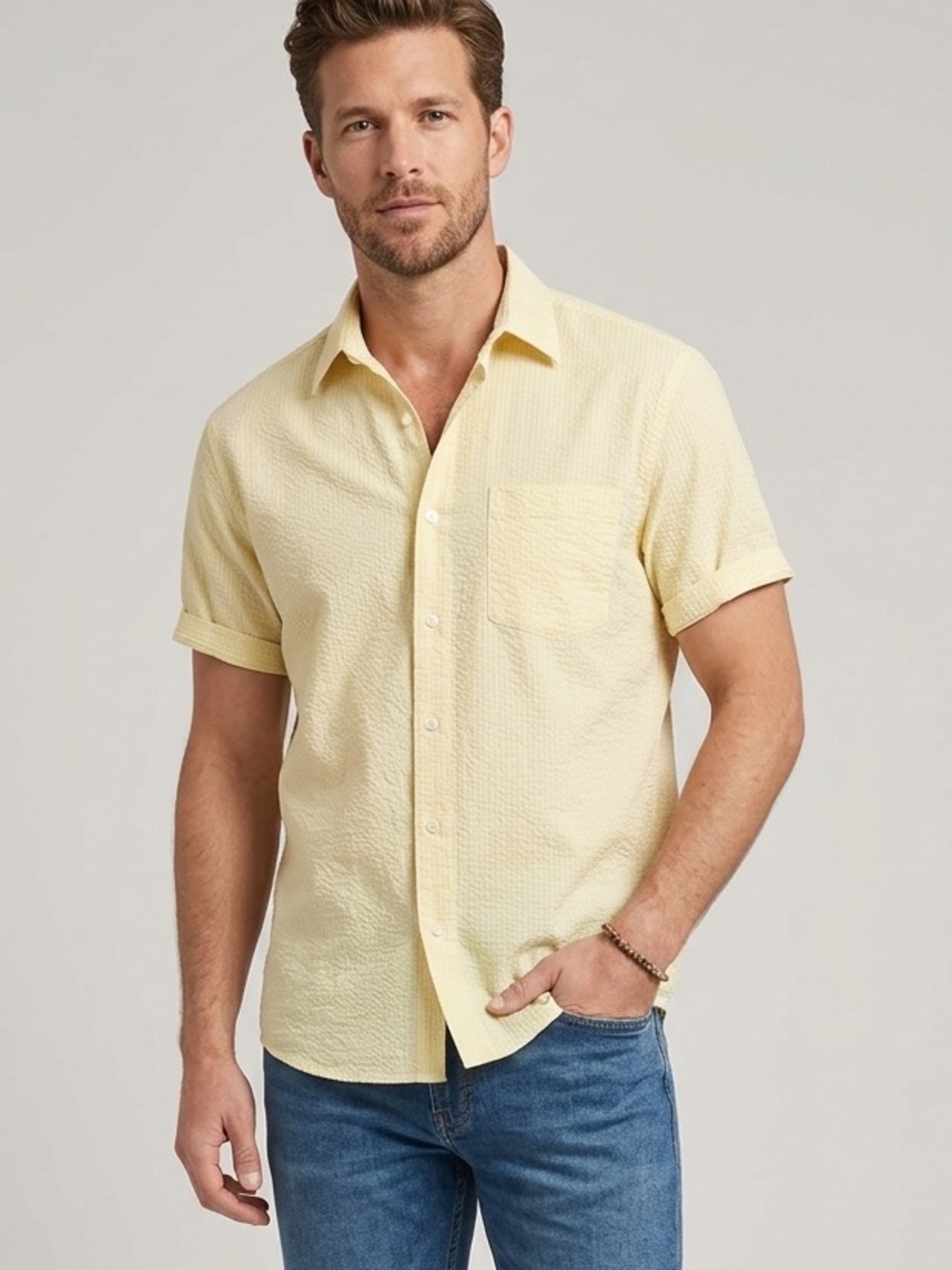 Perry Ellis yellow button shirt